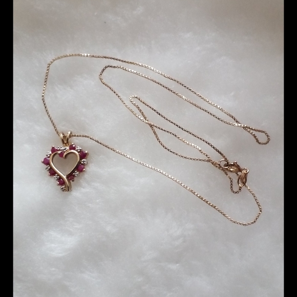 Genuine Ruby (Tested) Heart Pendant w/Chain - Picture 7 of 11